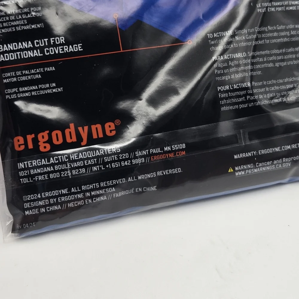NEW Tenacious Egodyne Work Gear Blue Cooling Neck Gaiter Bandana Cut Size L/XL